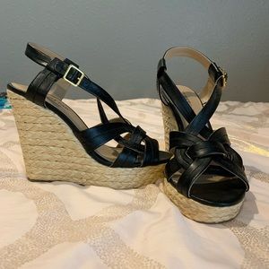 Black Woven Wedges